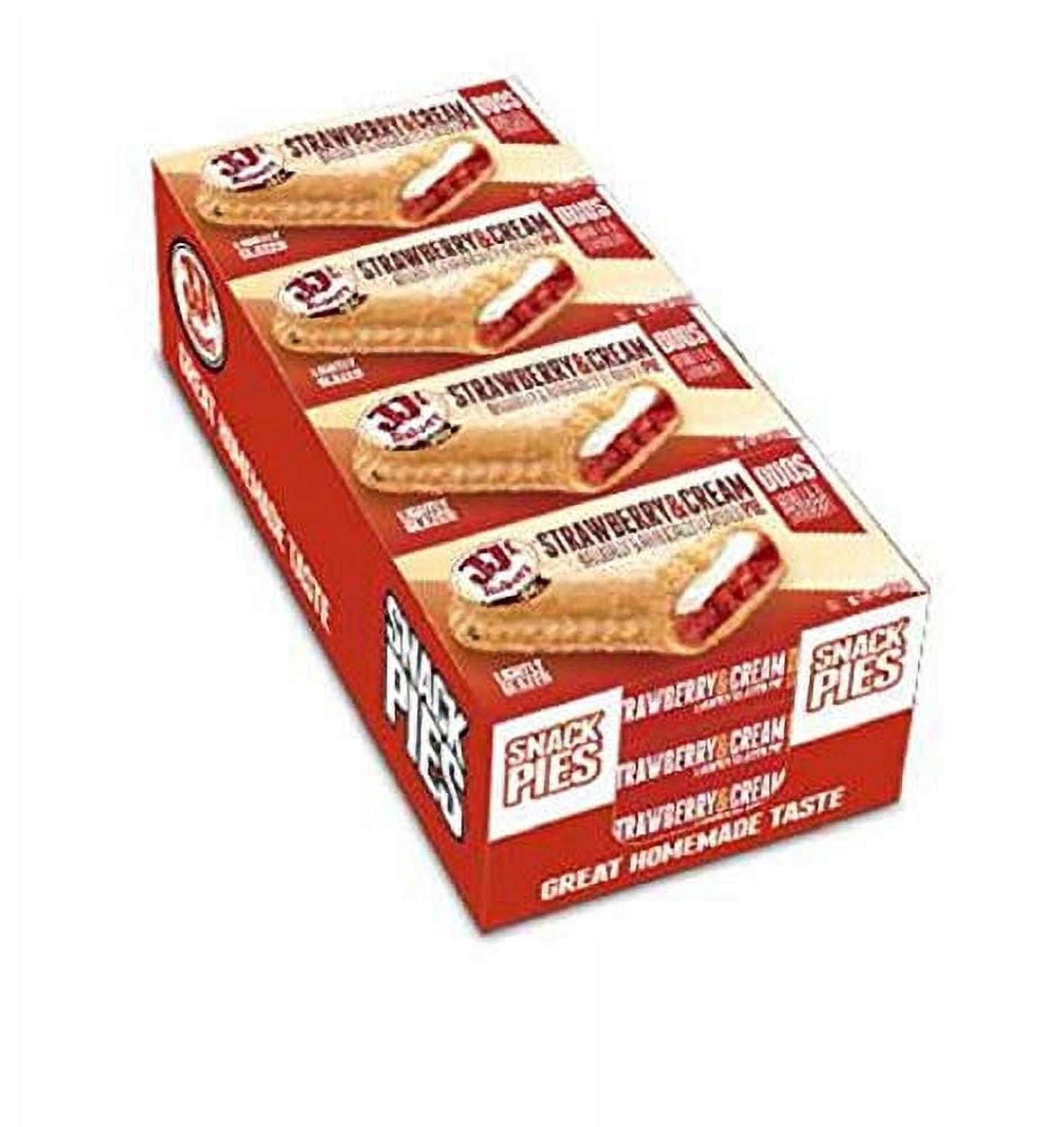 JJ's Bakery Strawberry & Cream Duo Snack Pies, Individually Wrapped, Nut-Free, Kosher Parve, 4 oz, Pack of 12