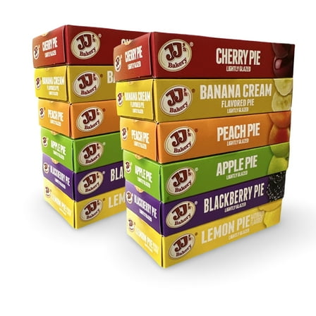 JJ's Bakery Glazed Pie Fruit Flavored Variety Pack   4 Ounce Individually Boxed | Pack of 12