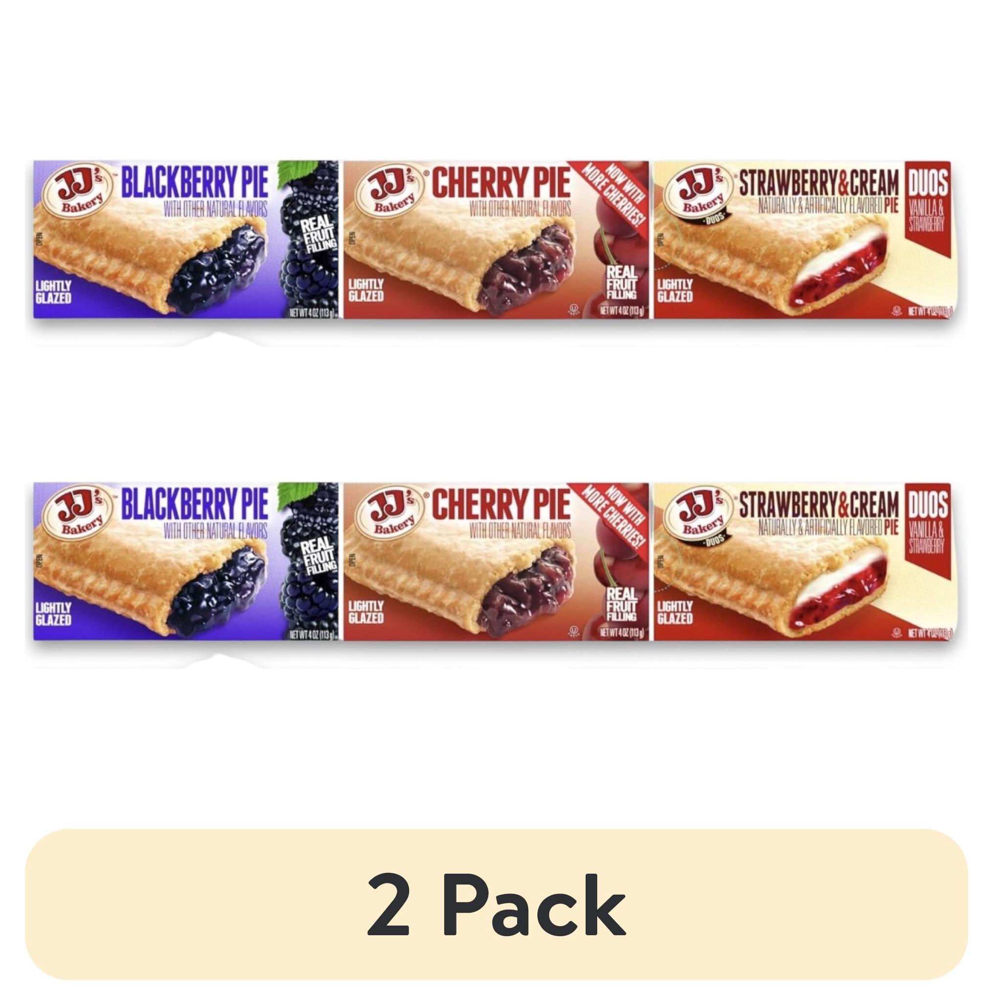 (2 pack) JJ's Bakery Glazed Pie Fruit Flavored Variety Pack   4 Ounce Individually Boxed | Pack of 12