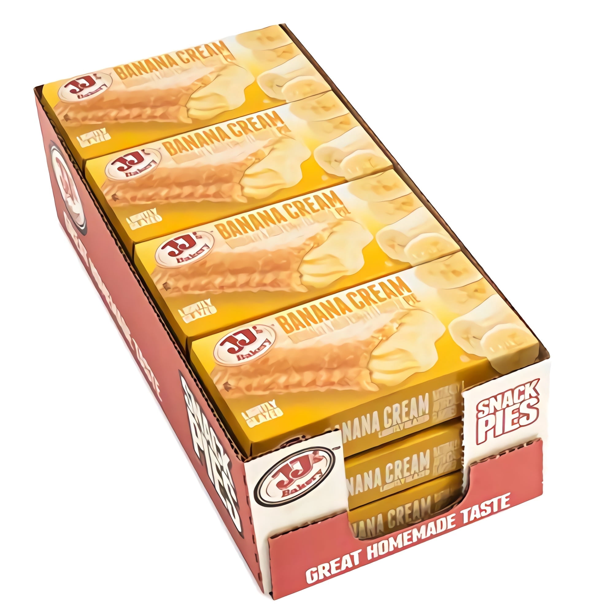 JJ's Bakery Banana Cream Snack Pies, Individually Wrapped, Nut-Free, Kosher Parve, 4 oz, Pack of 12