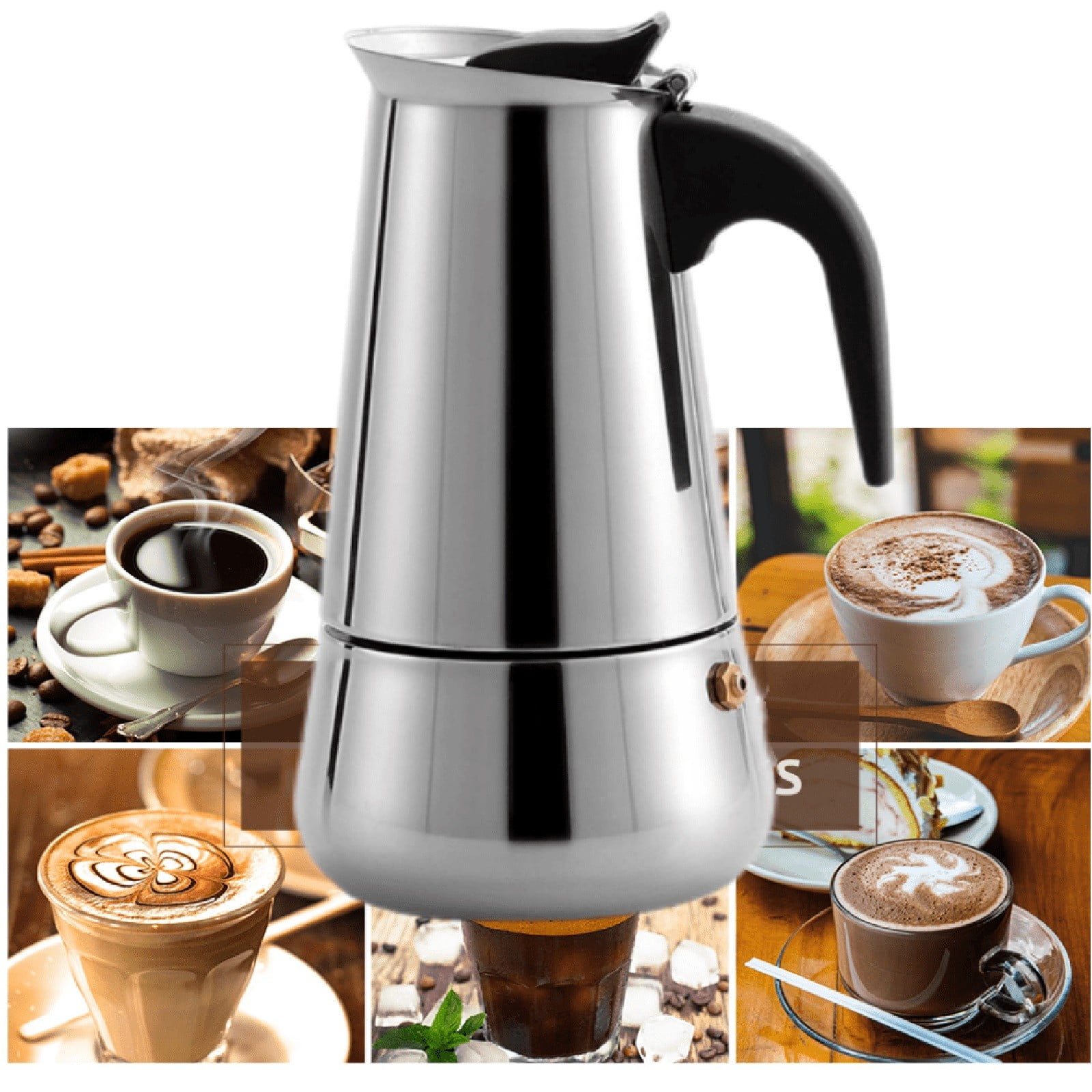 Jannly Stainless Steel Stovetop Coffee Maker Pot For Induction Electric Ceramic Stove Stainless