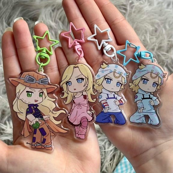 JJBA SBR Inspired Acrylic Keychain Charm | Johnny / Gyro / Lucy | Fan Art Chibi (1 keychain)