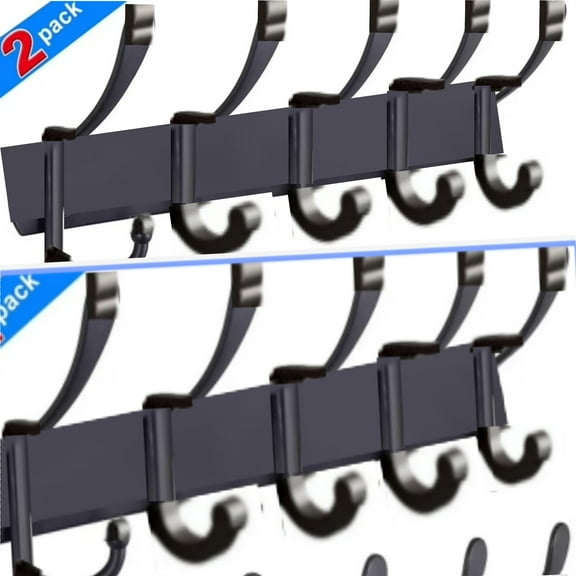 JJBNSH 14In Coat Rack Wall Mount2 Pack Wall Mounted Coat Rack with 5 Coat Hooks, Heavy Duty, Stainless Steel Sturdy Metal Coat Hook , for Bathroom, Bedroom, Entryway Clearance