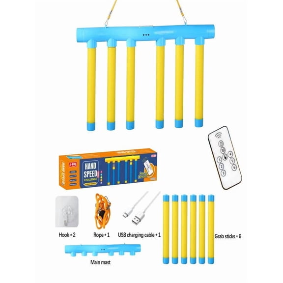 JJBNSH 3 Adjustable Drop Stick Challenge Game, Hand Eye Coordination Training Device, Hand Speed Challenge Games, Reaction Training Toy, Toddler Tea Party Set Remote Control