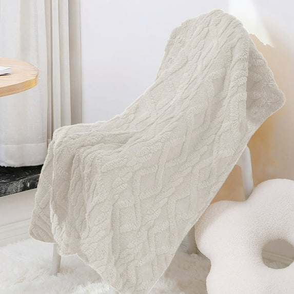 JJBNSH Cream Throw Blanket For Bed Sofa Couch, 28" X 40" Boho Style Fleece Wool Blanket Super Soft Cozy Fuzzy Plush Blankets For Thick Warm Blanket For Office, Nap Nap, Living Room Clearance