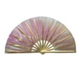 thumbnail image 1 of JJBNSH Large Folding Hand Fan for Women/Men, Japanese Handheld Dance Fan PVC Colorful Fan Reflective Fabric Folding Fan 13in, 1 of 5