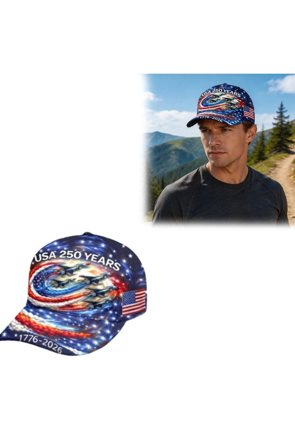250th Anniversary Full Print Baseball Cap 3D Digital Printed 250th Anniversary Casual Sports Dad Hat Unisex Trucker Cap