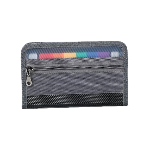 JJBV A6 Size Receipt Organizer Pocket Accordion File Folder With Color Tabs Expandable Portable Zipper Wallet For Receipts Bills Cards Checks (A6)