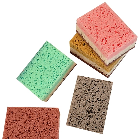 JJBV Kitchen Cleaning Sponges Natural Pulp Cellulose Sponge With Scouring Pad Color Non Scratch Dishwashing Sponge For Pans Countertop