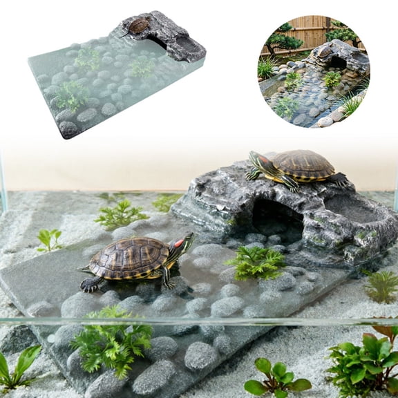 JJBV Turtle Basking Platform Reptile Climbing Aquarium Landscaping Elevated Resting Dock With Adjustable Cups For High Water