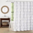 thumbnail image 1 of JJCOITR White Ruffle Shower Curtains for Bathroom, Farmhouse Fabric Cute Ruffled Chic Shower Curtain, 72" W x 72" L, 1 of 6