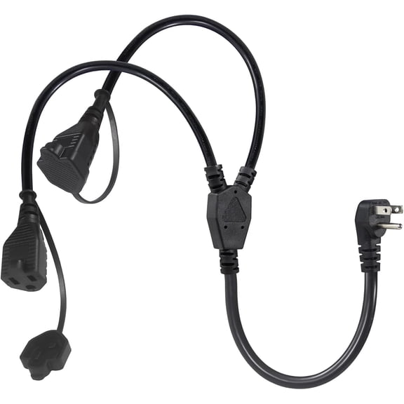 JJEAN-1 to 2 Outlet Extension Y Splitter Cable, 2.5FT NEMA 5-15P to 2 X NEMA 5-15R 3 Prong Power Cord, 2 Ways Extension Power Cord, Heavy Duty Flat Plug Outlet Supply Cable, 13A 125V