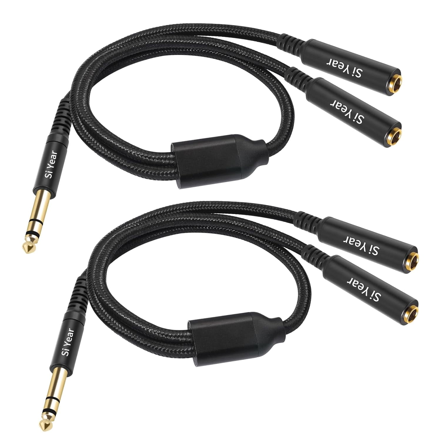 JJEAN-1/4" Splitter Cable, 6.35mm TRS to Dual 1/4 inch Female Stereo Y Headphone Splitter Cable for Studio,DJ,Amplifier,Karaoke, Live Sound Systems etc(30cm /2PACK)