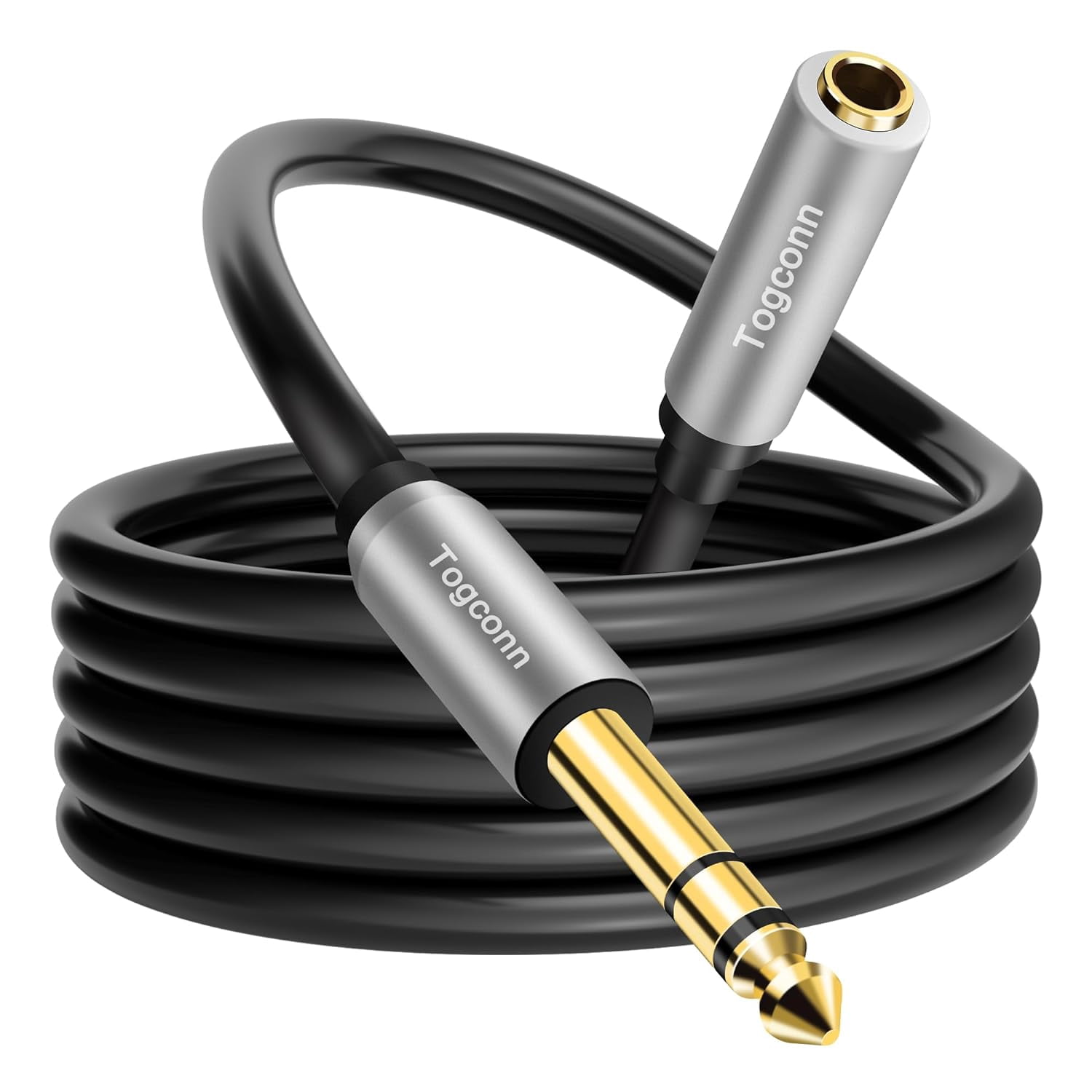 JJEAN-1/4 inch Extension Cable 25 Feet, 6.35mm 1/4" TRS Male to Female Stereo Adapter JackQuarter inch Headphone Guitar Extension Cable, Hi-Fi Sound, Gold Plated Connectors, Oxygen-Free Copper OFC