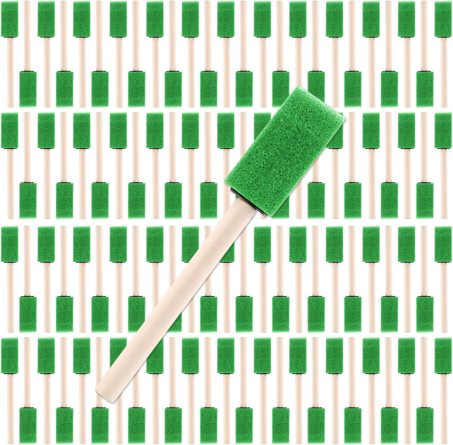 JJEAN-1" Foam Paint Brushes - 100 Pack, 1-Inch Painting Sponges - Premium Foam Brushes - Lightweight & Durable - Sponge Brush Ideal for Painting, Crafting, Acrylics, Stains, Varnishes (Green)