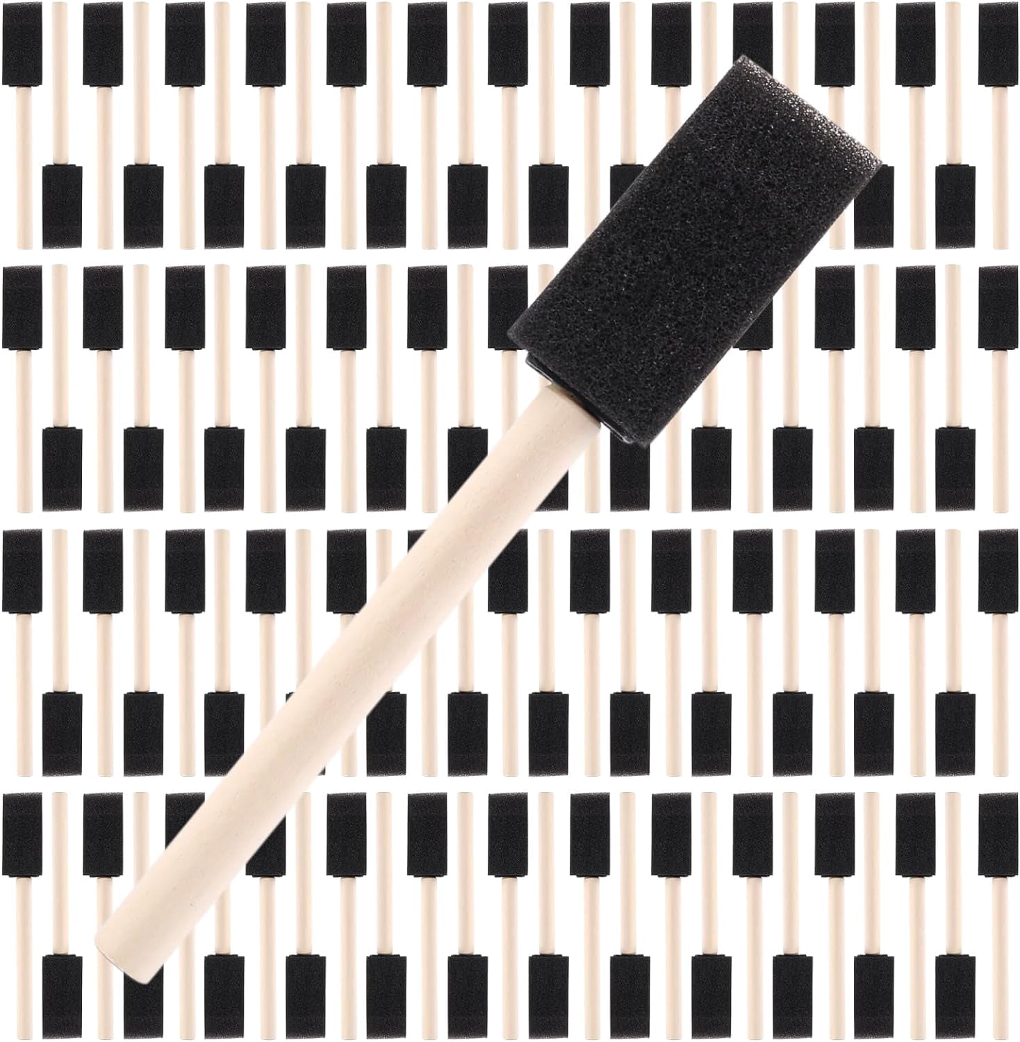 JJEAN-1" Foam Paint Brushes - 100 Pack, 1-Inch Painting Sponges - Premium Foam Brushes - Lightweight & Durable - Sponge Brush Ideal for Painting, Crafting, Acrylics, Stains, Varnishes (Black)