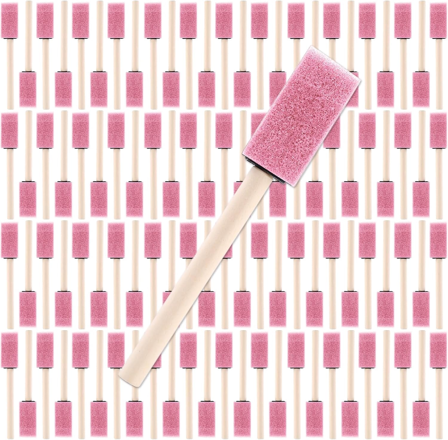 JJEAN-1" Foam Paint Brushes - 100 Pack, 1-Inch Painting Sponges - Premium Foam Brushes - Lightweight & Durable - Sponge Brush Ideal for Painting, Crafting, Acrylics, Stains, Varnishes (Pink)
