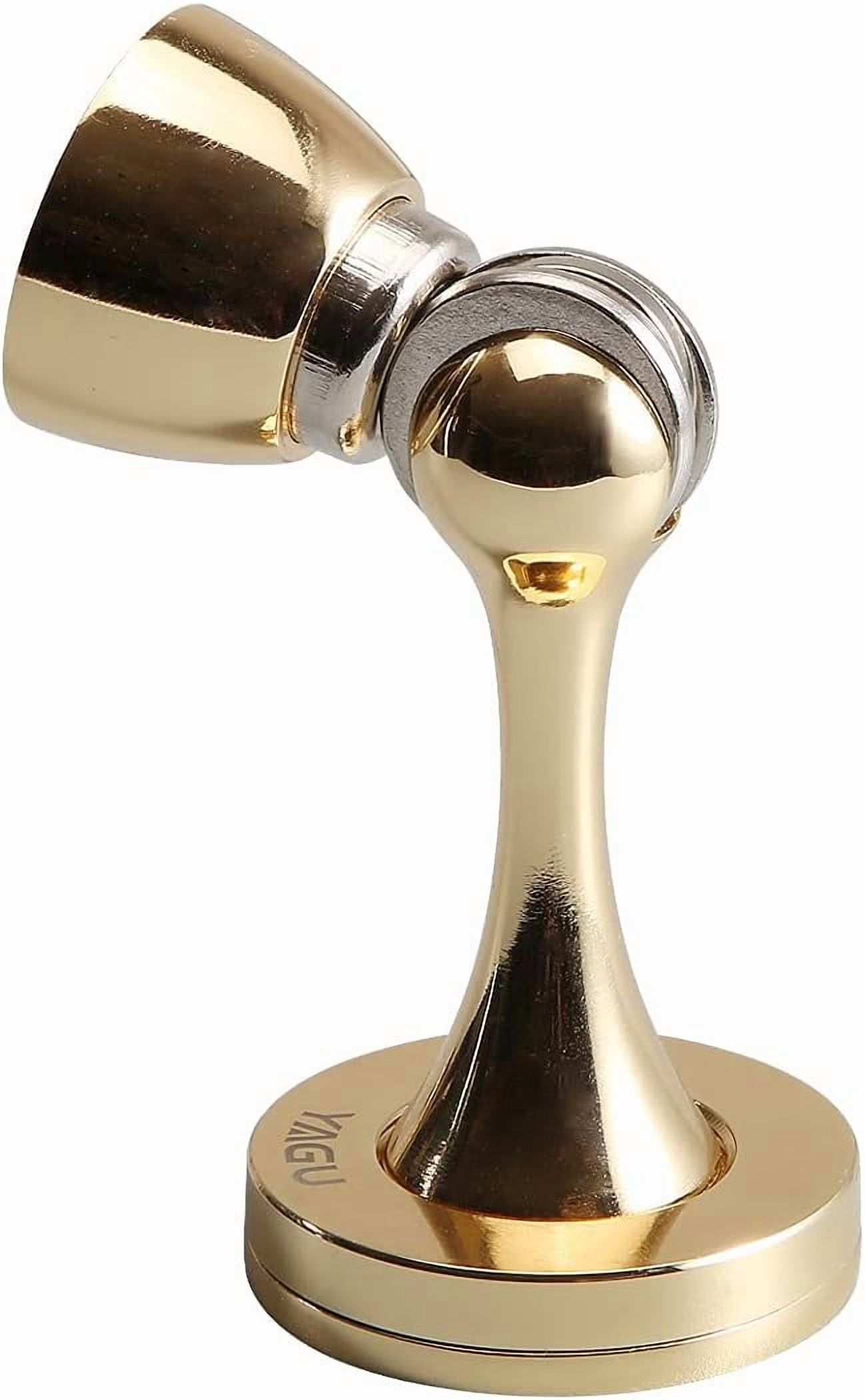 JJEAN-1 Pack Magnetic Door Stopper Catch, Zinc Alloy Bright Gold Door Stops Holder Wall Floor Mounted, Magnet Metal Soft-Catch Doorstop