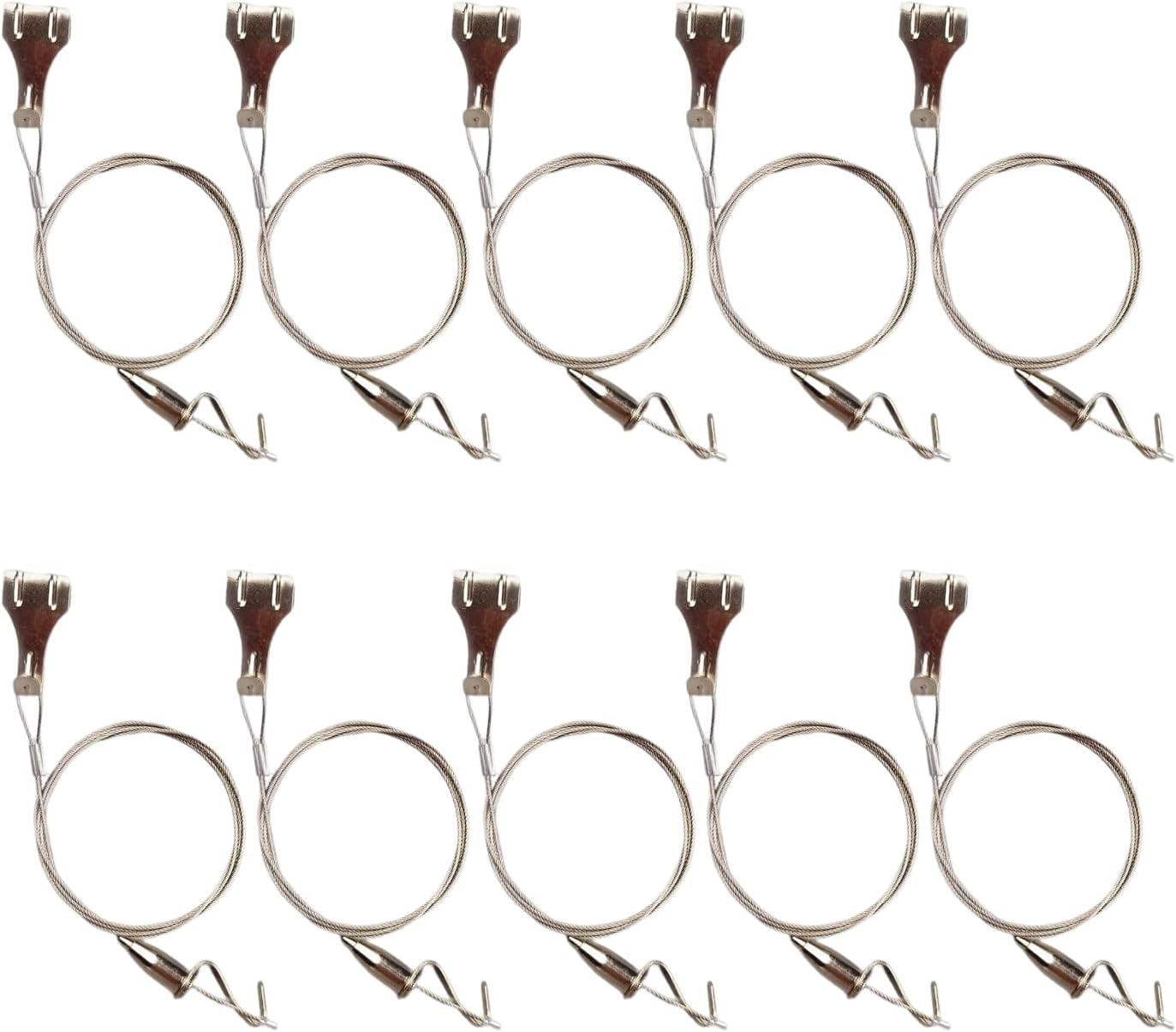 JJEAN-10 Pack Picture Rail Hanging System Picture Hanging Hardware Kit, 3.3 Ft Stainless Steel Wire Cable with Loop, Adjustable Photo Hooks for Wall Picture,Exhibition,Art Gallery Display, 66 lb Max