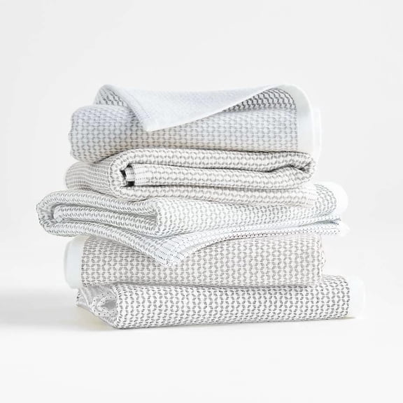 JJEAN-100% Cotton Dobby Textured Kitchen Dish Cloths | Pebble Grey 13" x 13" Inch Soft, Plush & Absorbent Quick Drying Dish Towels (6 Pack)