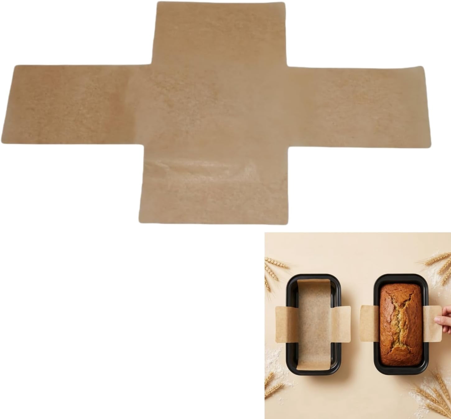JJEAN-100 Pcs Loaf Pan Liners,Bread Pan,Unbleached Parchment Paper Loaf Pan Liners - Pre Formed Disposable Greaseproof Paper, Non-Stick Air Fryer Liner for Baking 9x5 Inch Bread, Cakes (10inch)