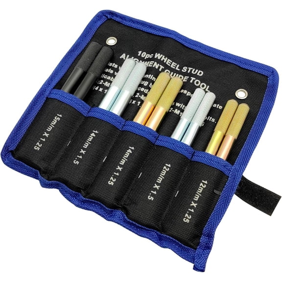 JJEAN-10PC Wheel Alignment Pin,Wheel Fixing Bolts Black Wheel Hanger Alignment Pin Guide Tool,Tool for Changing Tires On Cars with Lug Bolts,Include 2PC M12x1.5/1.25, 2PC M14x1.25/1.5, 2PC M15*1.25
