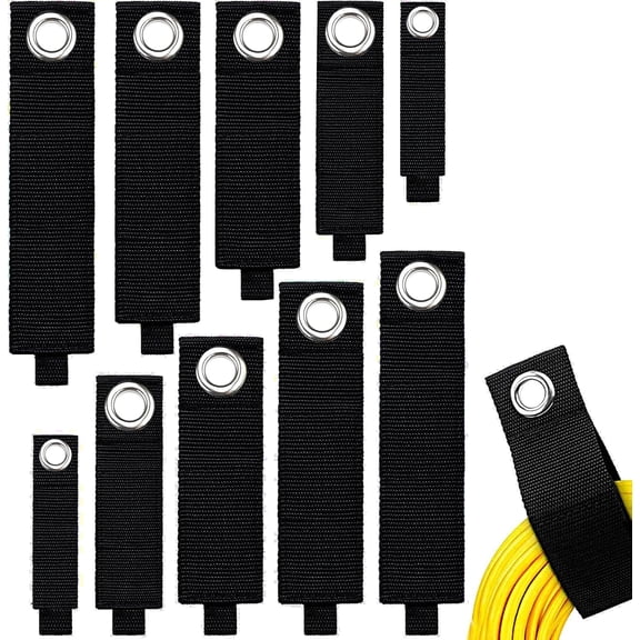 JJEAN-10Pcs Extension Cord Holder Organizer Heavy Duty Storage Straps Hook and Loop Cable Straps Hanger Garage Storage Accessories Wrap Rope Organizer for Hanging Cables Hoses Ropes and Tools