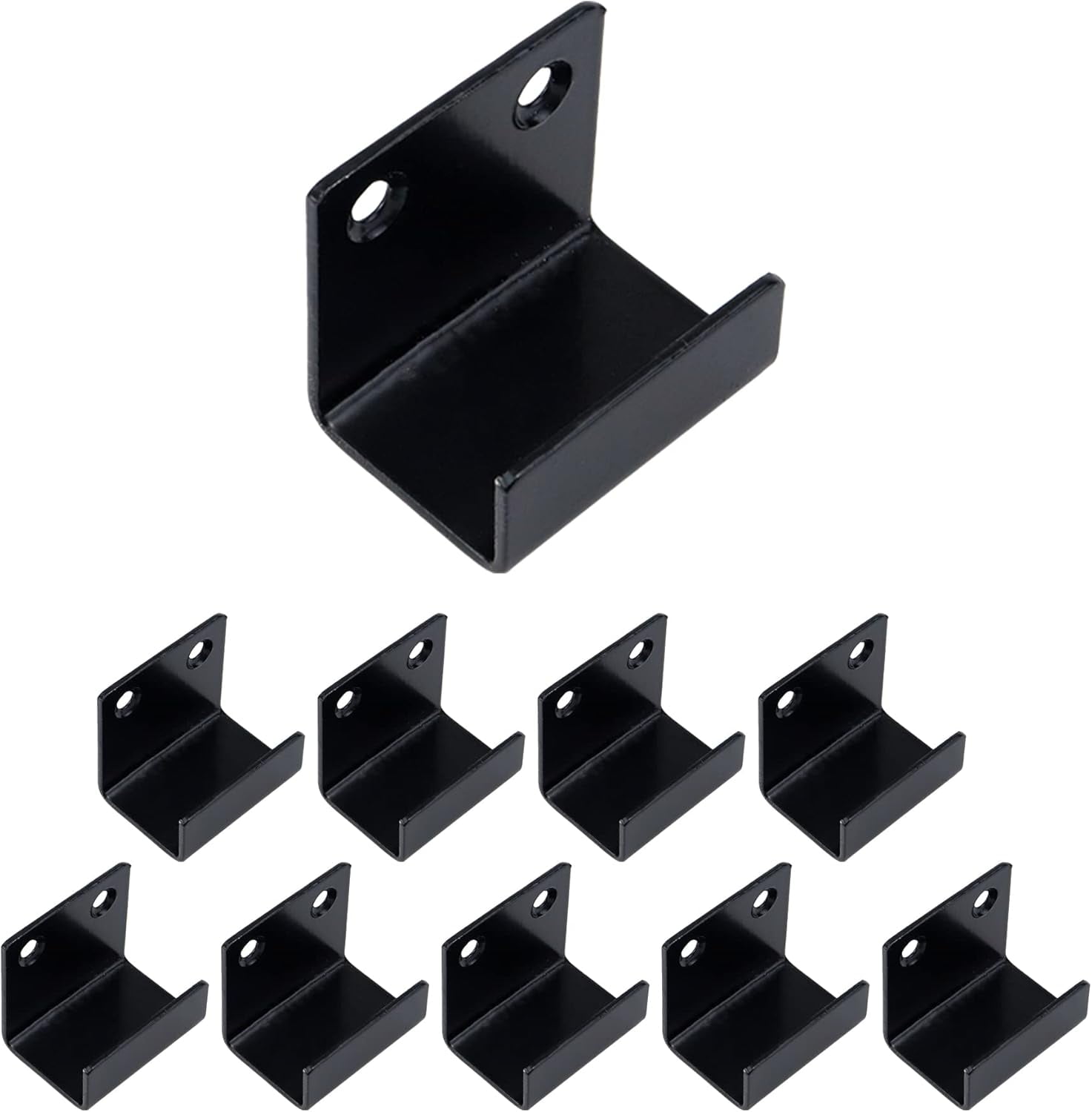JJEAN-10Pcs Tile Display Wall Hanger Thicken Stainless Steel Flat J Hook Hanger Billboard Hook Fastener - Black (Inner Width 25mm)