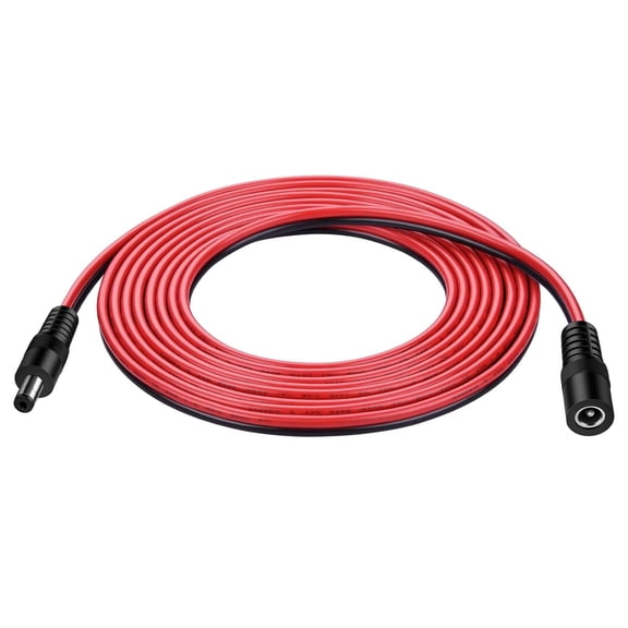 JJEAN-10ft 14AWG 12V DC Extension Cable DC 2.1mm x 5.5mm 5521 Power Supply Adapter Flat Extender Cord,Female to Male Wire for CCTV Security Camera,IP Network Camera,DVRs and More Devices