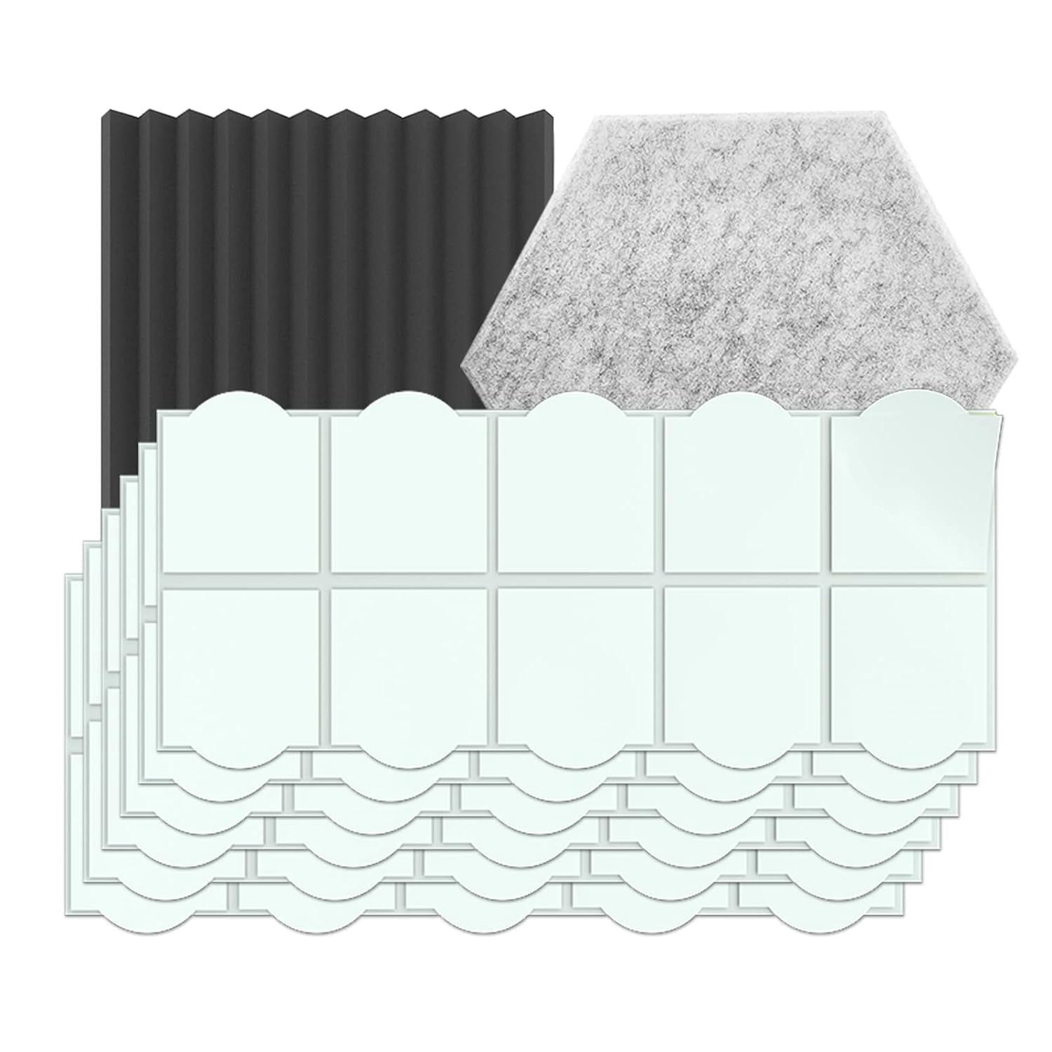 JJEAN-120 Pack Double-Sided Adhesive Tape for Acoustic Soundproofing Foam Panels Strong Pad Mounting, Heavy Duty Wall Adhesive Squares