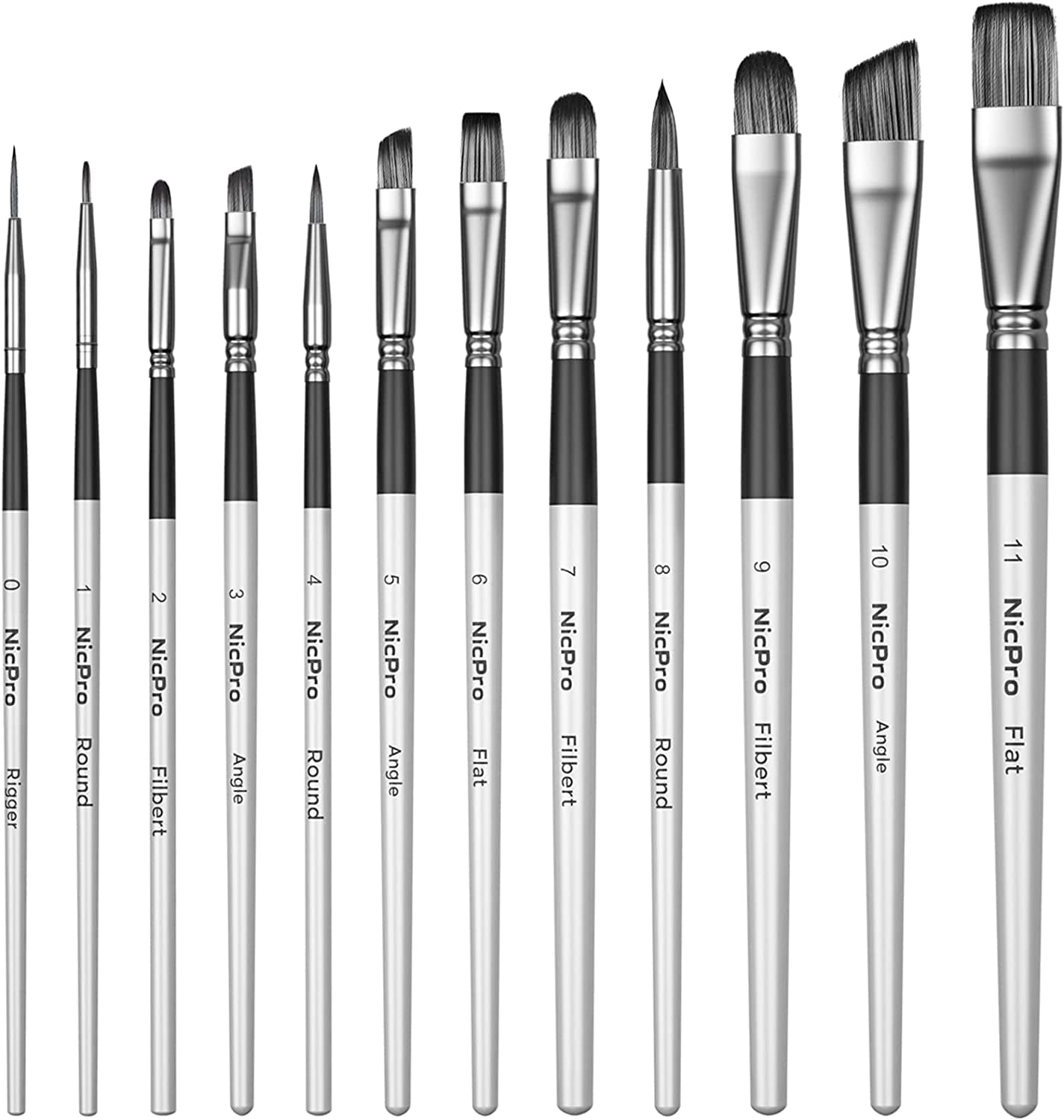 JJEAN-12PCS Artist Paint Brush Set, Craft Paint Brushes for Acrylic Painting, Oil, Watercolor, Gouache, Tempera, Face, Body, Fabric, Leather, Model, Art Supplies Paintbrushes for Artists Beginners