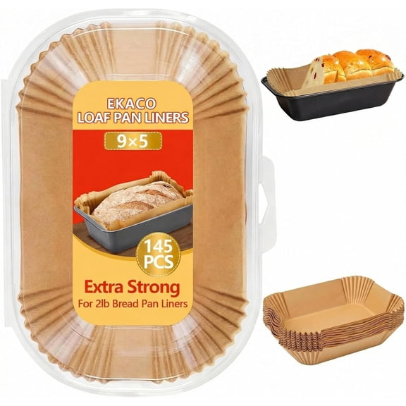 JJEAN-145PCS Loaf Pan Liners, 9x5 Inch Loaf Pan Liners Baking Bread, Non-Stick Pre-Formed Parchment Paper for Bread Pan, Ideal Disposable Loaf Breads Liners