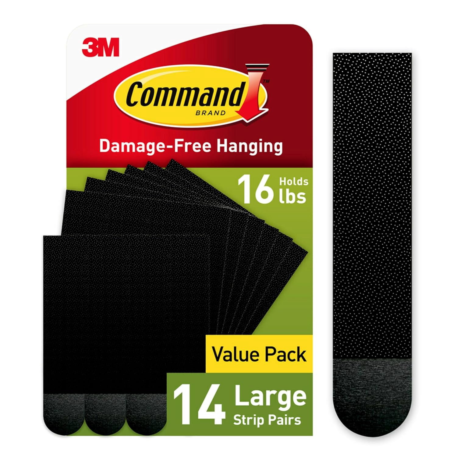 JJEAN-15 lb Large 14 Pairs Picture Hanging Strips (28 Strips), Damage-Free Hangers for Picture Frames, No Tools Required, Great for Home Room Wall Decor, Black Adhesive
