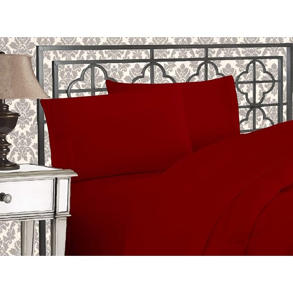 JJEAN-1500 Thread Count Wrinkle & Fade Resistant Egyptian Quality Ultra Soft Luxurious 2-Piece Pillowcases, Standard Size, Burgundy