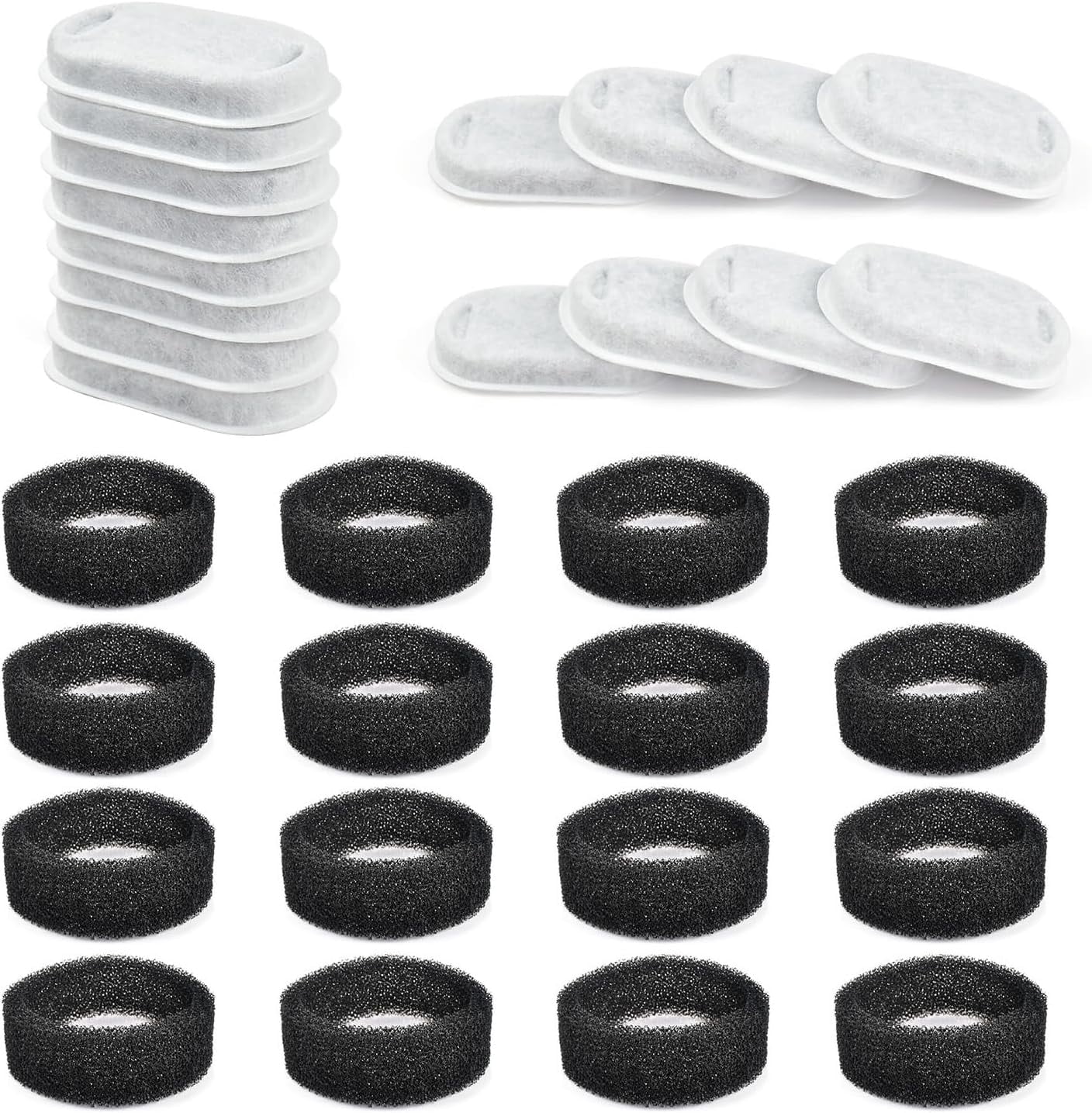 JJEAN-16 Pack Filters+16 Sponges for Dog Fountains Compatible with GIOTOHU 67oz/2L Cat Water Fountain Filter Stainless Steel Compatible with Tomxcute 3.2L/108oz