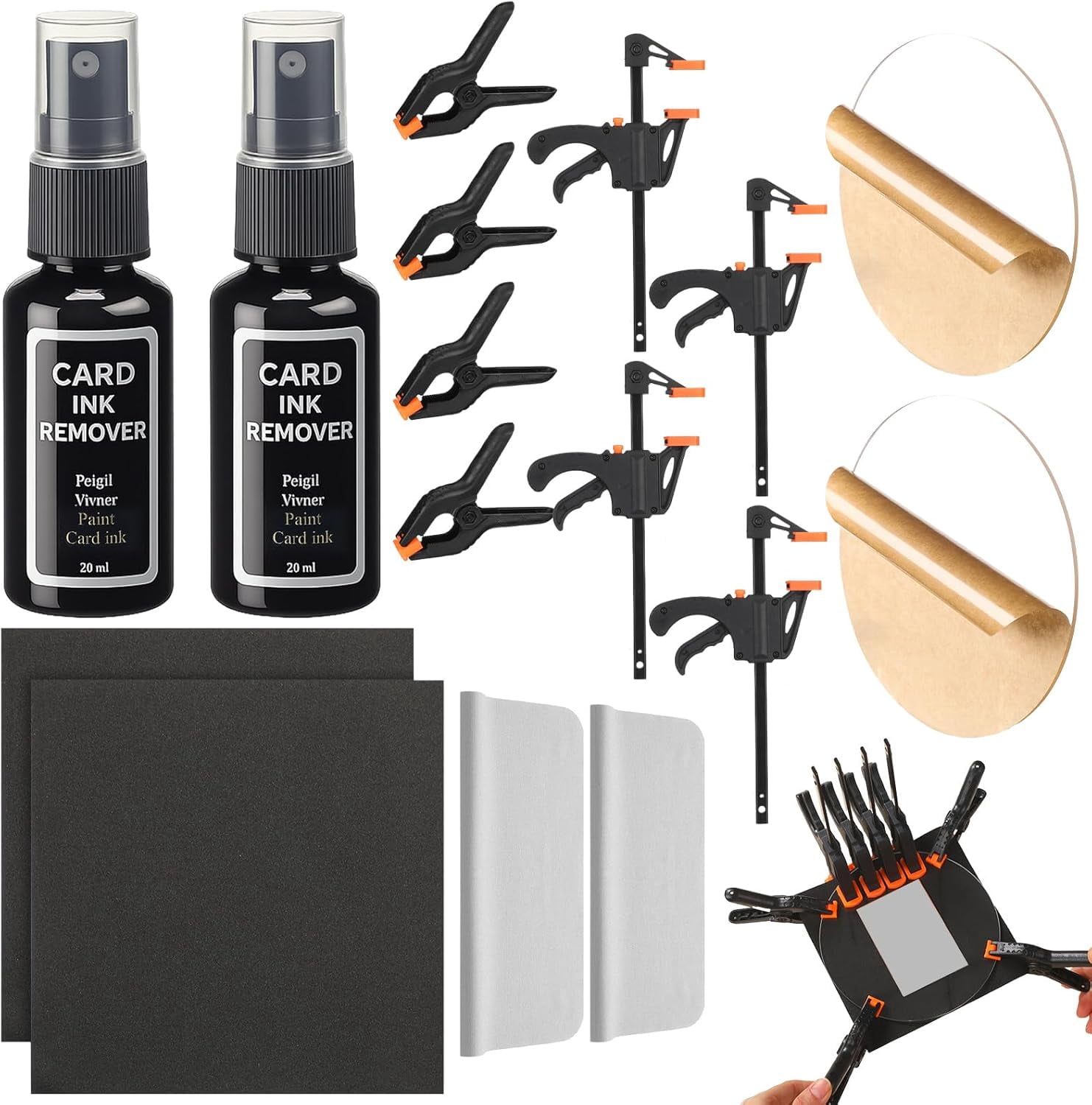 JJEAN-16 Pcs Trading Card Cleaning Kit Card Ink Remover Cleaning Spray for Ink, Pencil, Marker, Paint Remover, TCG Sports Cards Collectors Collectible Protect Supplies
