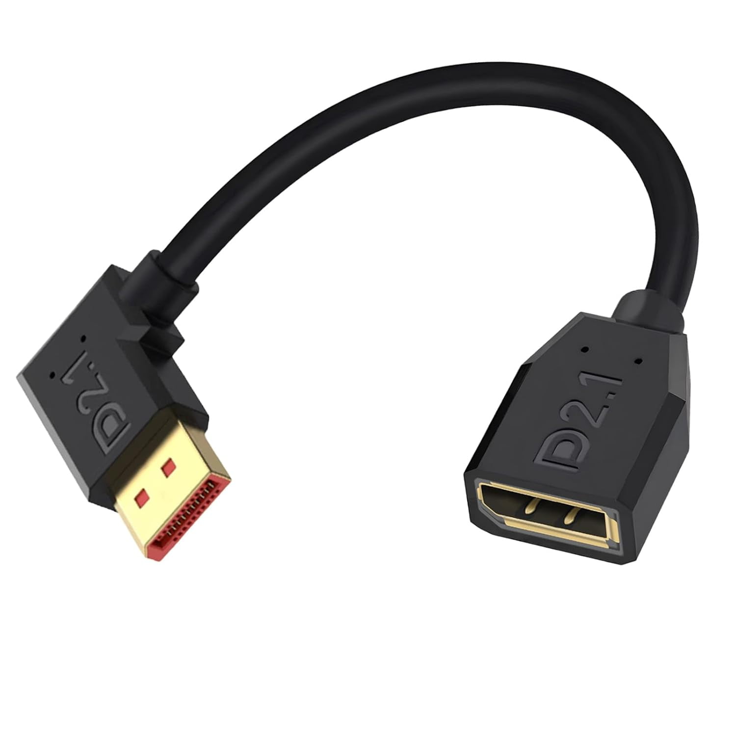 JJEAN-16K 54Gbps Displayport Extension Cable Short, Right Angle Displayport Extension Cable, 90 Degree Display Port 2.1 Cord DP Male to Female Extender Connector for PC, Laptop, 6Inch/15cm