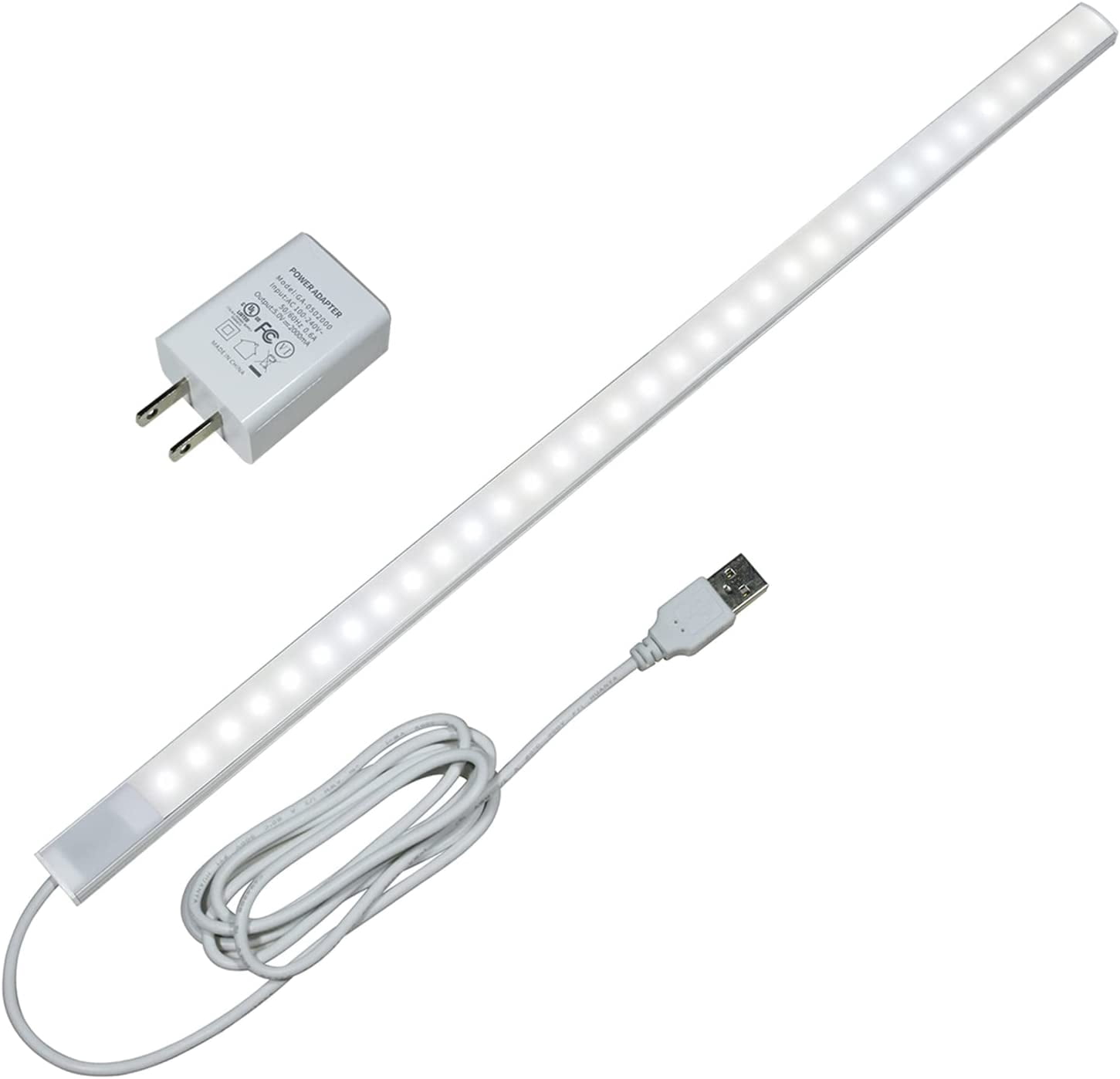 JJEAN-17 Inch Under Cabinet Lights with Hand Wave Sensor, Dimmable, Plug in LED Under Counter Lighting for Kitchen Cabinet, Cupboard, Closet, Workbench, Desk, Cool White 6000K