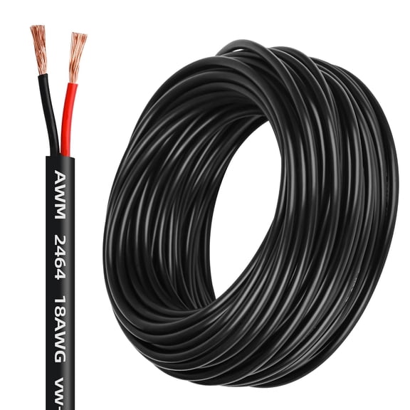 JJEAN-18 Gauge Wire 2 Conductor,18 AWG Electrical Wire Stranded PVC Cord Oxygen-Free Copper Cable,26FT 2 Core Pure Copper Flexible Cable Wire for LED Lamp Lighting Strips Automotive (18AWG-2C, 26FT)