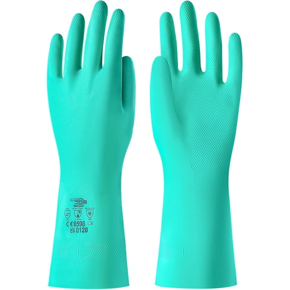 JJEAN-18 Mil Chemical Resistant Nitrile Gloves 13" Long, Resist Household Acid, Alkali, Solvent and Oil, Latex Rubber Free