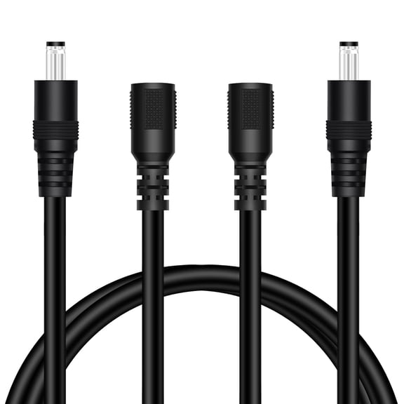 JJEAN-18AWG 2-Pack 3FT DC Power Extension Cable, 5.5mm x 2.1mm Male to Female Barrel Plug Jack Power Supply Adapter 5.5x2.1mm Extension Cord for CCTV Surveillance Security Camera LED Strip