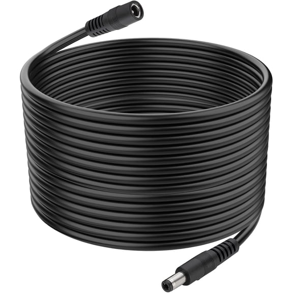 JJEAN-18AWG DC Power Extension Cable with 5.5mm x 2.5mm Male to Female Plug Connector for CCTV IP Indoor Camera Dvr Standalone LED Strip Router, 5V 9V 12V 24V DC Supply Adapter (10FT)