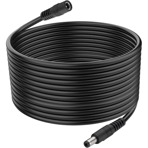 JJEAN-18AWG DC Power Extension Cable with 5.5mm x 2.5mm Male to Female Plug Connector for CCTV IP Indoor Camera Dvr Standalone LED Strip Router, 5V 9V 12V 24V DC Supply Adapter (6.5FT)
