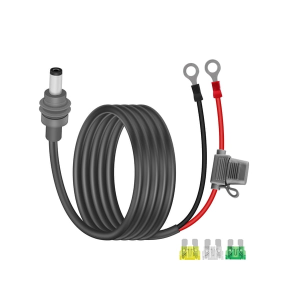 JJEAN-18AWG Mini DC5521 to O Ring Terminal Waterproof DC Power Cable,Built in 30A Fuse with Additional 30A/25A/20A fuses,Compatible with Star // Link Mini,RVs,Off Grid Systems(3M/9.8FT)