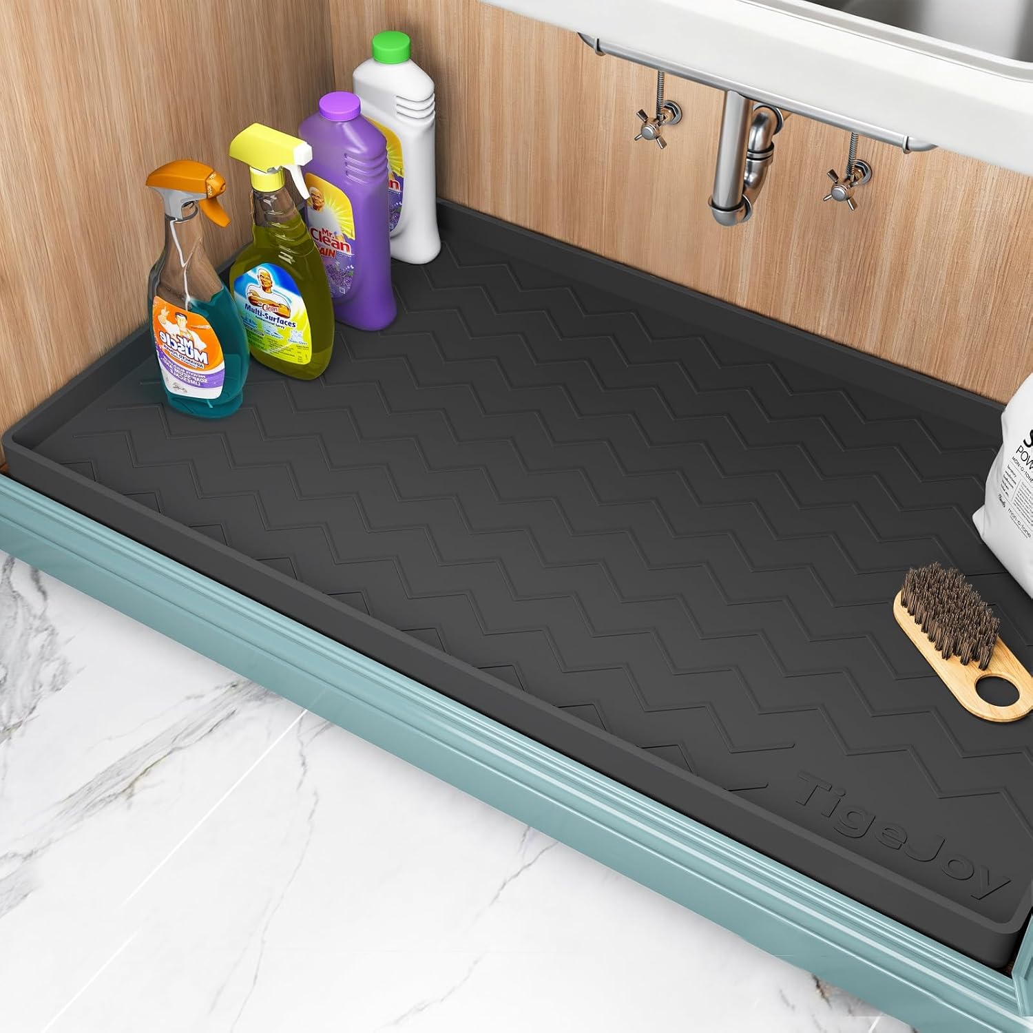 JJEAN-19" x 19" Under Sink Mats for Kitchen Waterproof, Leak-Proof Silicone Mat Sink Protector and Cabinet Liner, Kitchen Essentials Organizer and Storage, Boot or Shoe Tray, Pet Feeding Mat