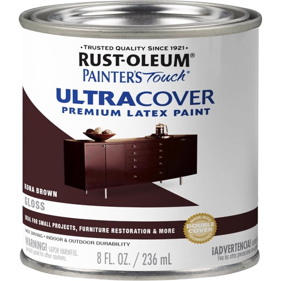 JJEAN-1977730 Painter's Touch Latex Enamel Paint, Half Pint, Gloss Kona Brown, 8 Fl Oz (Pack of 1)