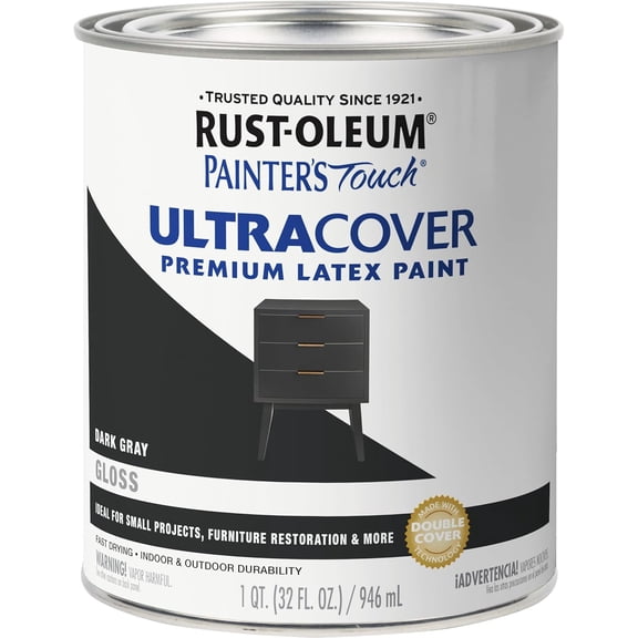 JJEAN-1986502 Painter's Touch Latex Paint, Gloss Dark Gray, 1 Quarts (Pack of 1)