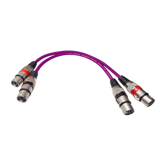 JJEAN-1ft 3-Pin XLR Female to Female Extension Cable 2-Pack - Balanced Oxygen-Free Copper for Studio & Stage, Professional Grade