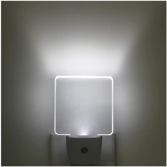 JJEAN-2 Pack 0.5W Plug in LED Night Light with Dusk to Dawn Sensor Daylight Cool White