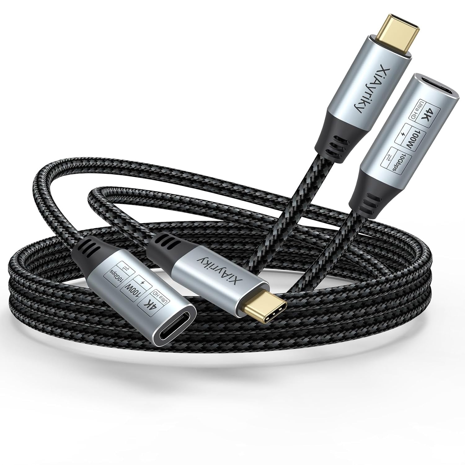 JJEAN-2-Pack 3FT USB C Extension Cable (Fast Charging 100W/Data Fast 10Gbps/ Monitor Video 4K) , USBC Type-C Extender Male to Female for Sam/sung Galaxy S25-S22,Pixel 6-8, iPhone 17-15, iPad Pro,CarP